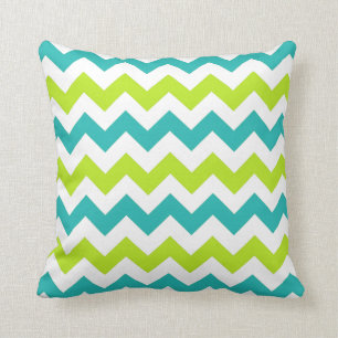 Chartreuse en Blauwgroen Chevron Zig Zag Pillow Kussen