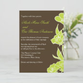 Chartreuse en bruine Floral Wedding Invitations Kaart (Staand voorkant)