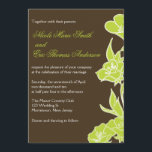 Chartreuse en bruine Floral Wedding Invitations Kaart<br><div class="desc">Kunst door Mujka Design</div>