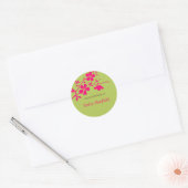 Chartreuse en Fusia Bloesems, Boekplaten Ronde Sticker (Envelop)