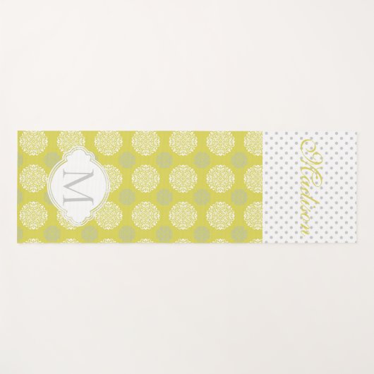 Chartreuse en Gray Trendy Monogram Yoga Mat (Voorkant (horizontaal))
