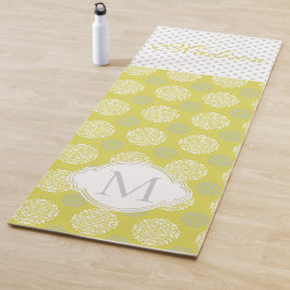 Chartreuse en Gray Trendy Monogram Yoga Mat
