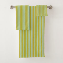 Chartreuse en Pistachegroene Strepen  Bad Handdoek