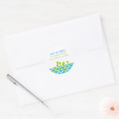 Chartreuse en Turquoise Adresetiketten Ronde Sticker (Envelop)