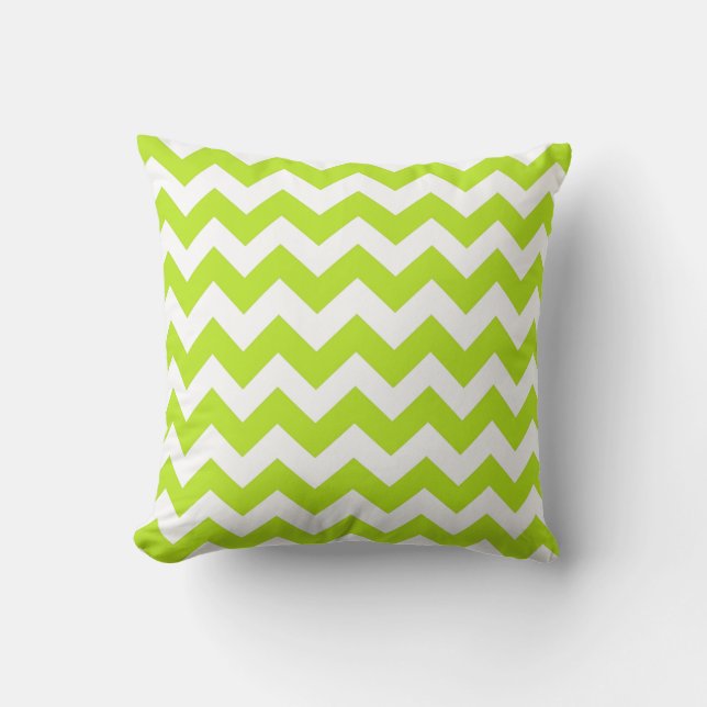Chartreuse en White Chevron Zig Zag Pillow Kussen (Voorkant)