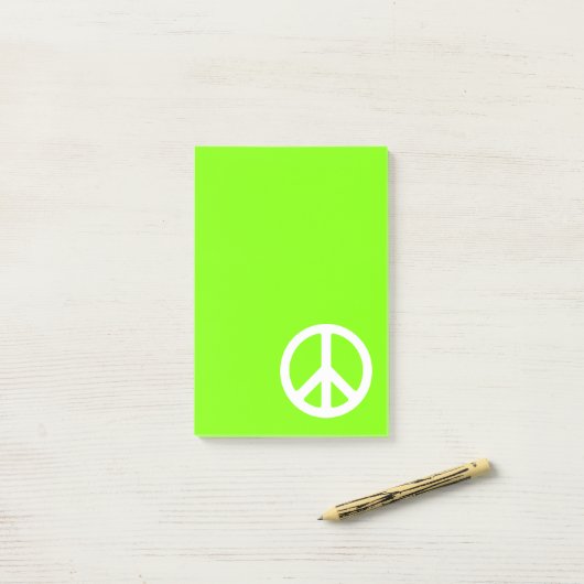 Chartreuse en White Peace Symbol Post-it® Notes (Op bureau)