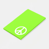 Chartreuse en White Peace Symbol Post-it® Notes (Schuin)