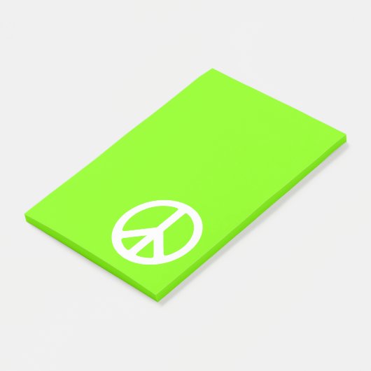 Chartreuse en wit vredessymbool post-it® notes (Schuin)