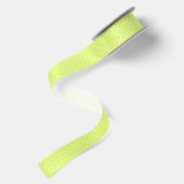 Chartreuse en Witte Geometrische Patroon Satijnen Lint (Achterkant)