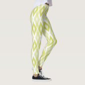 Chartreuse en Witte Grunge Harlekijnpatroon Leggings (Rechts)