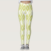Chartreuse en Witte Grunge Harlekijnpatroon Leggings (Voorkant)