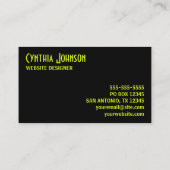 Chartreuse en zwarte retro vet visitekaartje (Achterkant)