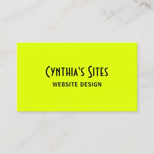 Chartreuse en zwarte retro vet visitekaartje (Voorkant)