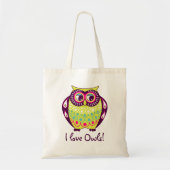 Chartreuse Fat Tawny Owl I Love Owls Canvas tas (Voorkant)