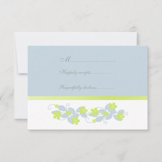 Chartreuse Flowers Wedding RSVP Kaartje (Voorkant)