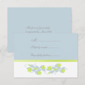 Chartreuse Flowers Wedding RSVP Kaartje (Voorkant / Achterkant)