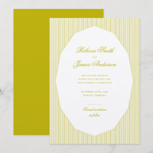Chartreuse formeel elegante klassieke strepen brui save the date
