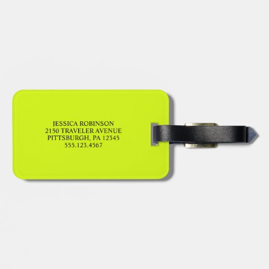 Chartreuse Geel effen kleur Bagagelabel (Achterkant horizontaal)