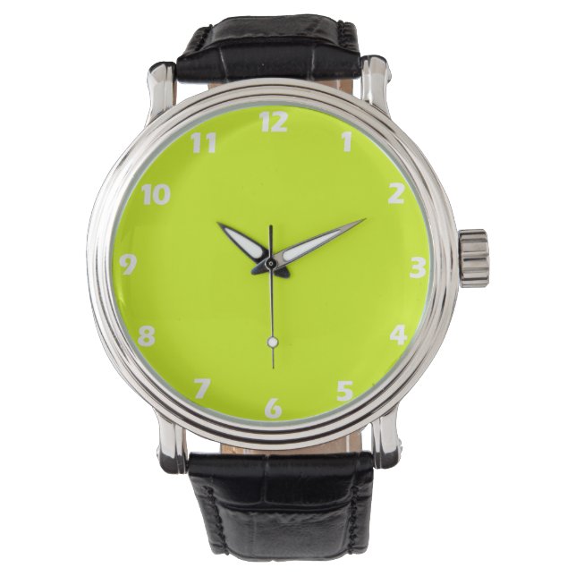 Chartreuse Geel effen kleur Horloge (Voorkant)