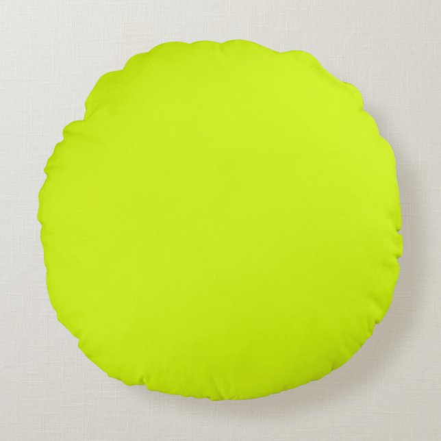 Chartreuse geel effen kleur rond kussen (Voorkant)