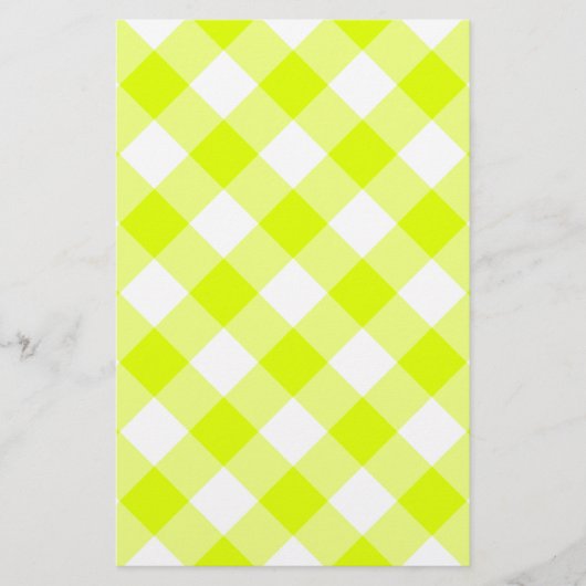 Chartreuse Geel Geruit Briefpapier (Voorkant)