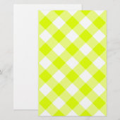 Chartreuse Geel Geruit Briefpapier (Voorkant / Achterkant)