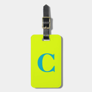 Chartreuse Geel Groen Blauw Monogram Initialen Bagagelabel