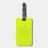 Chartreuse Geel Groen Blauw Monogram Initialen Bagagelabel (Achterkant verticaal)