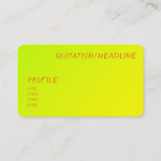 chartreuse geel - Hallo visitekaartje (Achterkant)