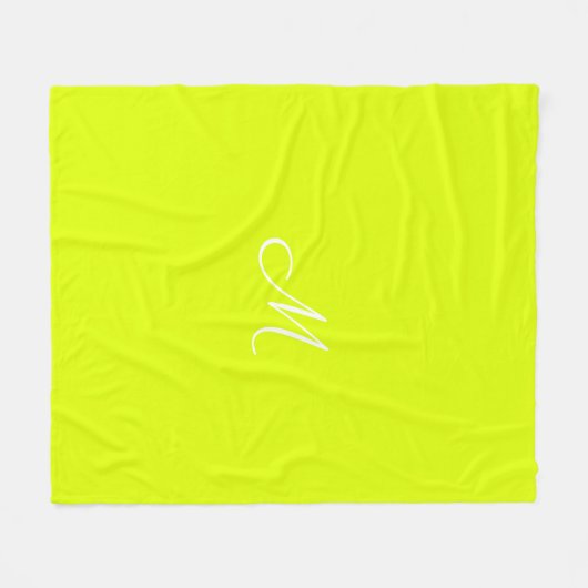 Chartreuse geel - monogrammen fleece deken (Voorkant (Horizontaal))