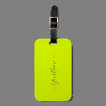 chartreuse geel - naam toevoegen bagagelabel<br><div class="desc">Bagagelabel met chartreuse gele effen kleur achtergrond en hand geletterde look, grijs lettertype Elegant en trendy ontwerp van Alma Wad. Personaliseer het nu met jouw naam . Designer's Tip: De naam komt in handschrift met lettertekens. Als je het personaliseert, zet je jouw naam tussen die symbolen. _____________________ Heldere gelen worden...</div>
