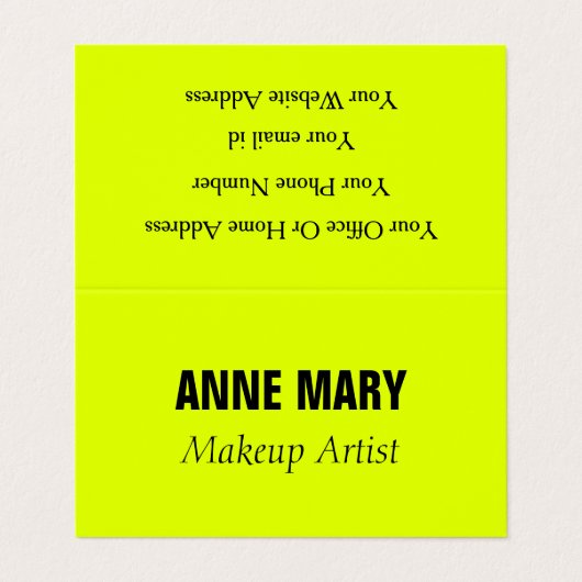 Chartreuse Geel Neon Kleurrijk Helder Stijlvol Visitekaartje (Buitenkant ongevouwen)