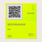 chartreuse geel - QR code - gevouwen Visitekaartje (Buitenkant ongevouwen)