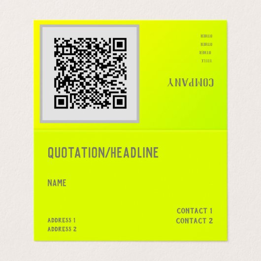chartreuse geel - QR code - gevouwen Visitekaartje (Buitenkant ongevouwen)