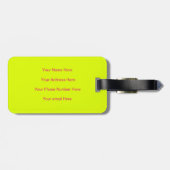 Chartreuse Geel Roze Aangepaste Naam Gift Favoriet Bagagelabel (Achterkant horizontaal)