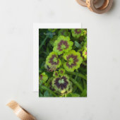 Chartreuse gekleurde geranium bladeren notitiekaartje (Voorkant / Achterkant in situ)