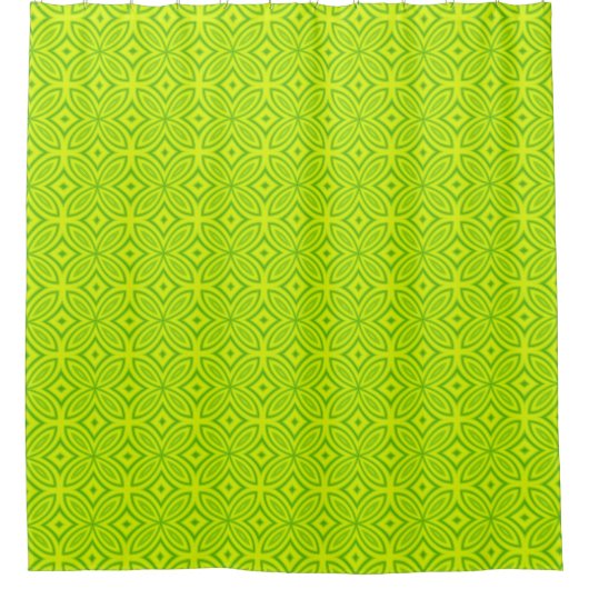 Chartreuse gele groene geometrische patroonretro douchegordijn (Voorkant)