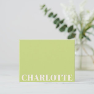 Chartreuse gepersonaliseerde naam preppy kinderen notitiekaartje