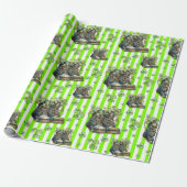 Chartreuse gestreepte klaver schoenen St. Patrick  Cadeaupapier (Uitgerold)