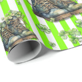 Chartreuse gestreepte klaver schoenen St. Patrick  Cadeaupapier (Rol Hoek)