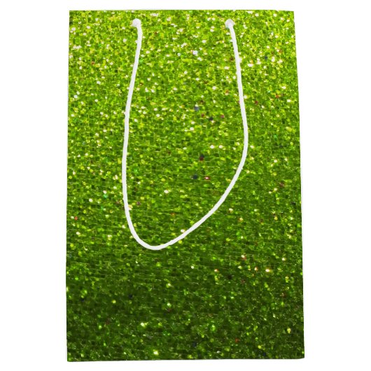 Chartreuse Glitter Ombre Sparkles Glam Bat Mitzvah Medium Cadeauzakje (Voorkant)