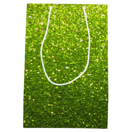 Chartreuse Glitter Ombre Sparkles Glam Bat Mitzvah Medium Cadeauzakje (Achterkant)