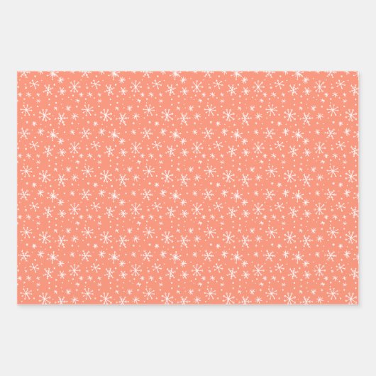 Chartreuse, Gold en Coral Snowflake Holiday Inpakpapier Vel (Voorkant 3)