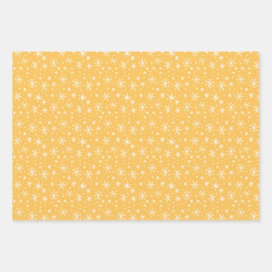 Chartreuse, Gold en Coral Snowflake Holiday Inpakpapier Vel (Voorkant 2)