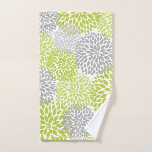 Chartreuse Gray dahlia bloembaddecor Bad Handdoek (Handdoek)