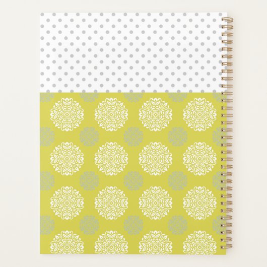 Chartreuse Gray Stippen Trendy Monogram Planner (Achterkant)