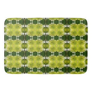 Chartreuse Green Abstract Hydrangea Blooms Patroon Badmat