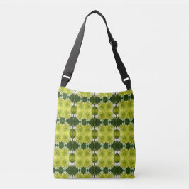 Chartreuse Green Abstract Hydrangea Blooms Patroon Crossbody Tas