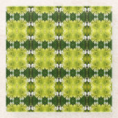 Chartreuse Green Abstract Hydrangea Blooms Patroon Glazen Onderzetter (Voorkant)