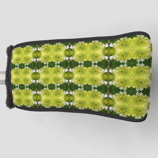 Chartreuse Green Abstract Hydrangea Blooms Patroon Golfheadcover (Voorkant)
